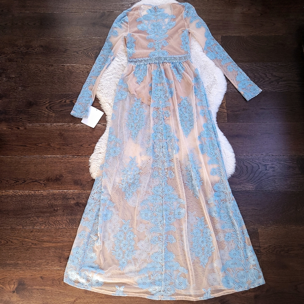 Free People x For Love & Lemons Fairycore Temecula Sheer Mesh Lace Maxi… - Picture 12 of 13